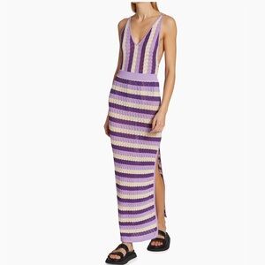Dodo Bar Or June Striped Pointelle Knit Maxi skirt, size small